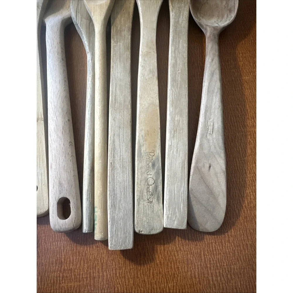 Lot Of 9 Wooden & Bamboo Cooking‎ Utensils